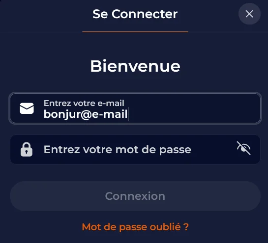 Formulaire de connexion Nine Casino